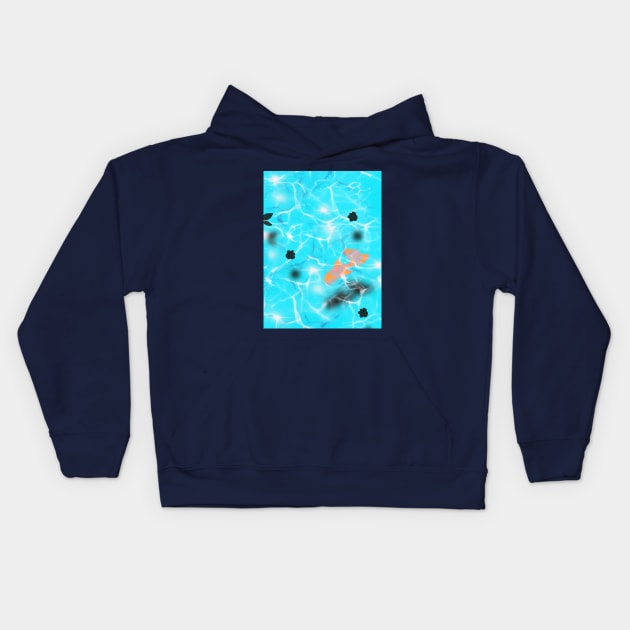 Swimming Koi Fish on Clean River Kids Hoodie by RiyanRizqi